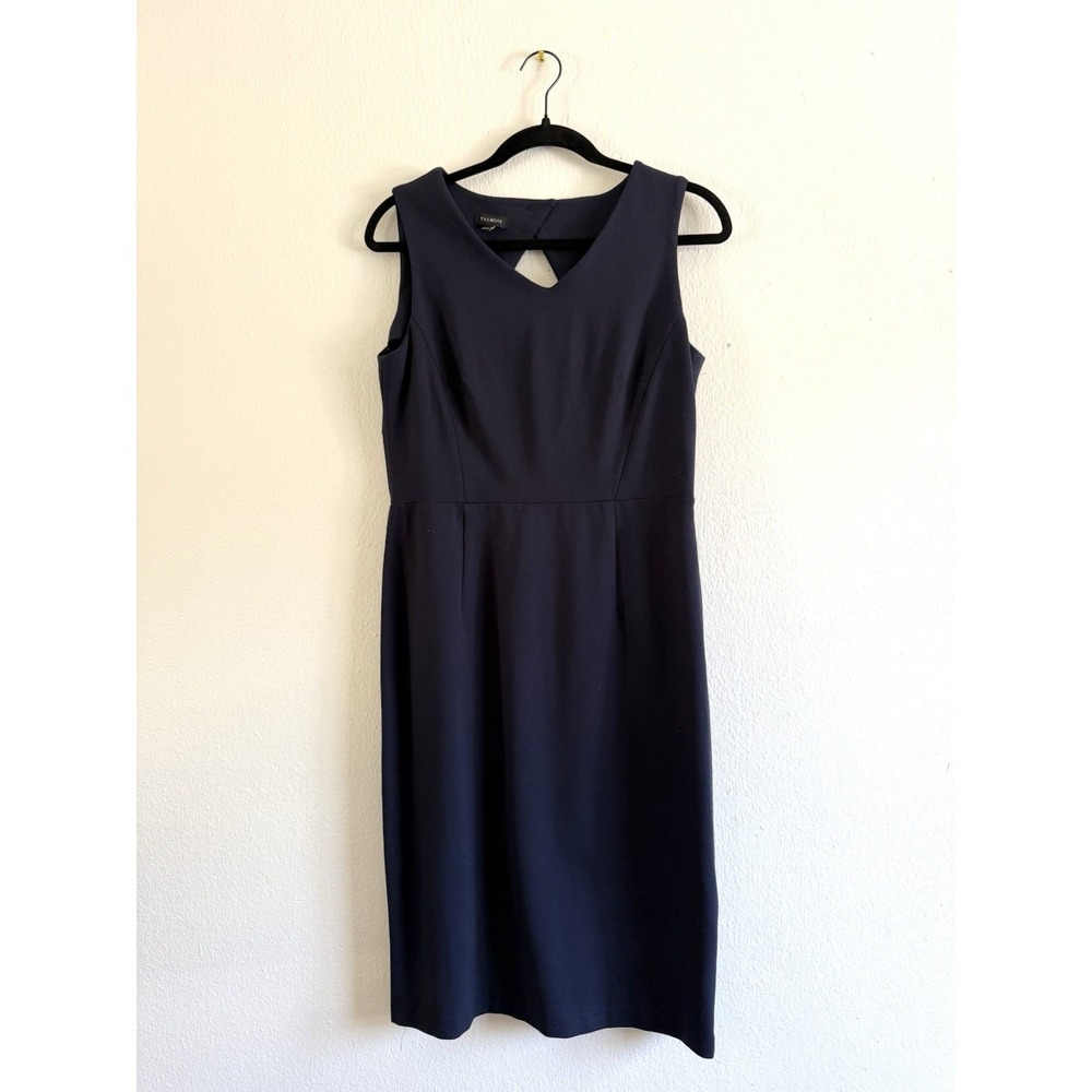 Talbots Womens Dress Size 6 Blue Sleeveless Sheath Knee Length‎ Cotton Office
